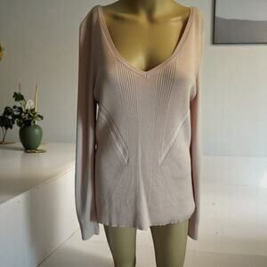 White House Black Market Blush Pink Ribbed Sweater - Romantic Sophistication